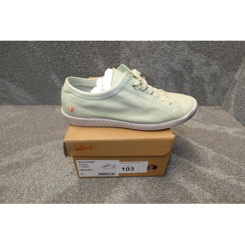 103 - A pair of ladies sneaker shoes by Softinos type ISLA154SOF washed lt green size Euro 39