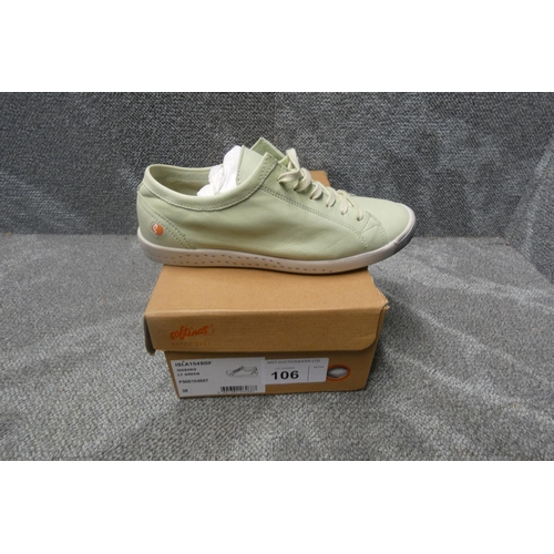 106 - A pair of ladies sneaker shoes by Softinos type ISLA154SOF washed lt green size Euro 38