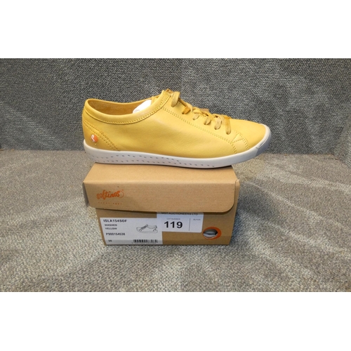 119 - A pair of ladies sneaker shoes by Softinos type ISLA154SOF washed yellow size Euro 38