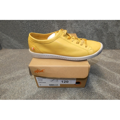 120 - A pair of ladies sneaker shoes by Softinos type ISLA154SOF washed yellow size Euro 38