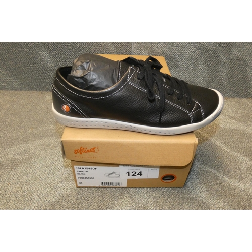 124 - A pair of ladies sneaker shoes by Softinos type ISLA154SOF smooth black size Euro 39