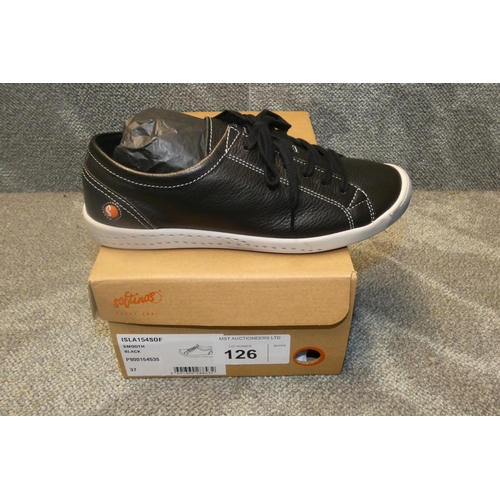 126 - A pair of ladies sneaker shoes by Softinos type ISLA154SOF smooth black size Euro 37