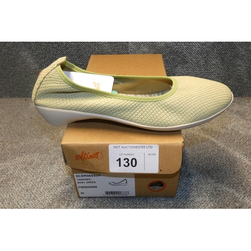 130 - A pair of ladies slip on shoes by Softinos type Tenerife baby green size Euro 42