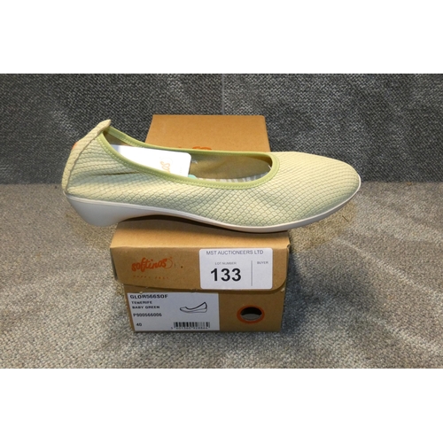 133 - A pair of ladies slip on shoes by Softinos type Tenerife baby green size Euro 40