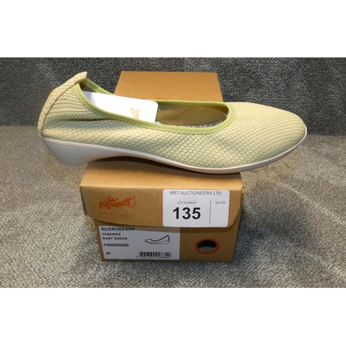 135 - A pair of ladies slip on shoes by Softinos type Tenerife baby green size Euro 38