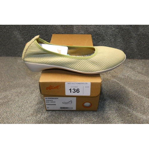 136 - A pair of ladies slip on shoes by Softinos type Tenerife baby green size Euro 37