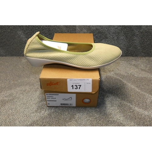 137 - A pair of ladies slip on shoes by Softinos type Tenerife baby green size Euro 36