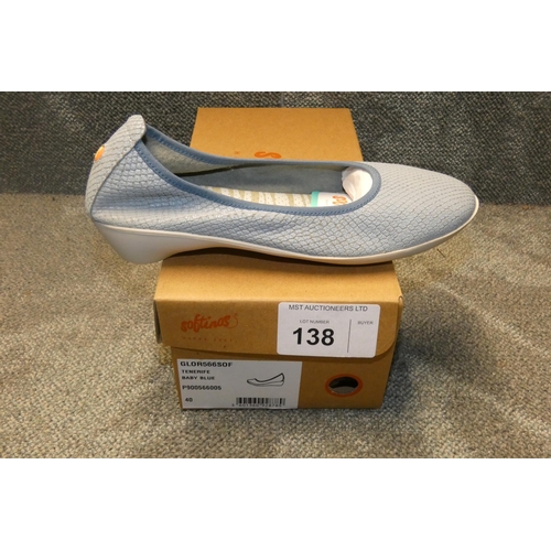 138 - A pair of ladies slip on shoes by Softinos type Tenerife baby blue size Euro 40