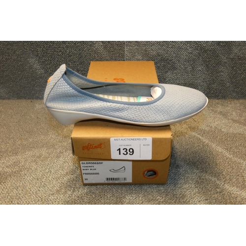 139 - A pair of ladies slip on shoes by Softinos type Tenerife baby blue size Euro 39