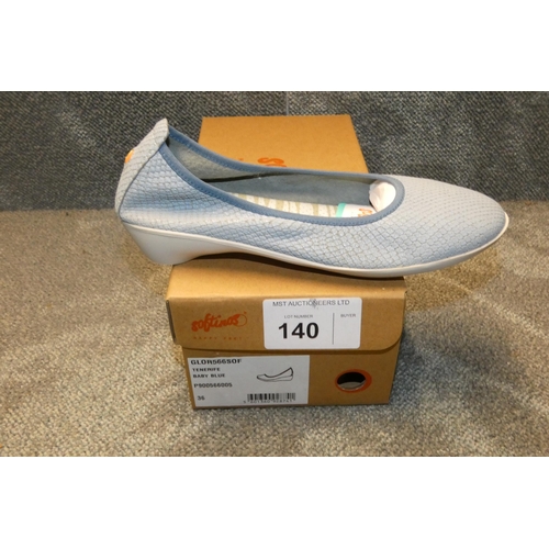 140 - A pair of ladies slip on shoes by Softinos type Tenerife baby blue size Euro 36