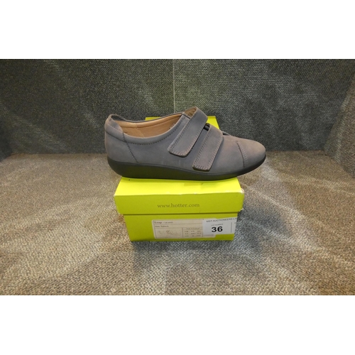 36 - A pair of ladies shoes by Hotter type Leap slate Nubuck size UK 4.5