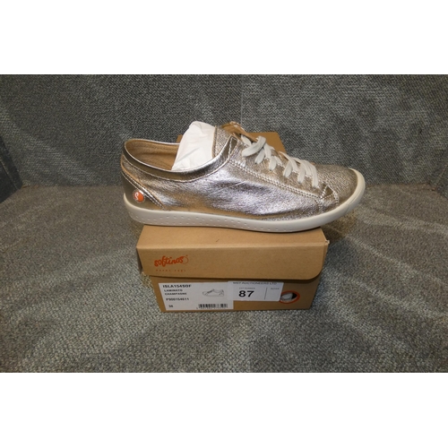 87 - A pair of ladies sneaker shoes by Softinos type ISLA154SOF Laminato Champagne size Euro 38