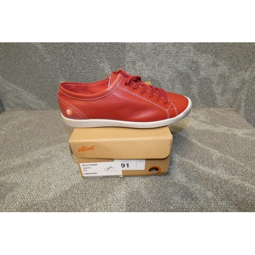 91 - A pair of ladies sneaker shoes by Softinos type ISLA154SOF smooth red size Euro 41