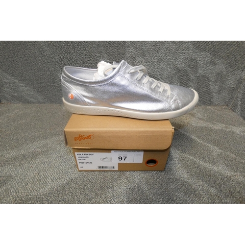 97 - A pair of ladies sneaker shoes by Softinos type ISLA154SOF Laminato silver size Euro 41