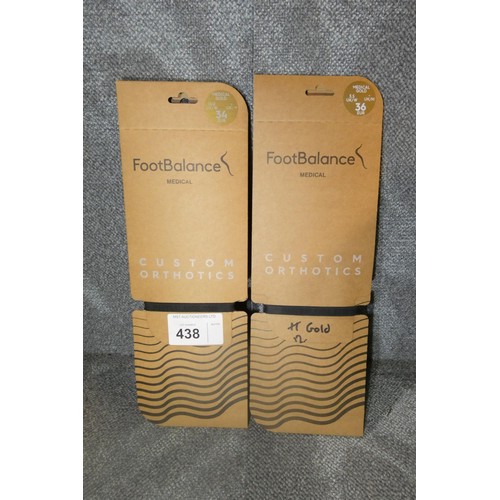 438 - 12 x Footbalance Medical Gold custom orthotics insoles (in various sizes, all are flat and require h... 