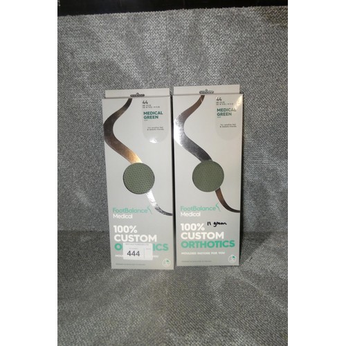 444 - 11 x Footbalance Medical Green custom orthotics insoles (in various sizes, all are flat and require ... 