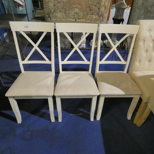 1376 - 3 cream cross back dining chairs