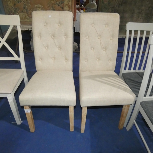 1377 - 2 light upholstered button back dining chairs