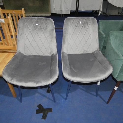 1381 - 2 grey upholstered dining chairs