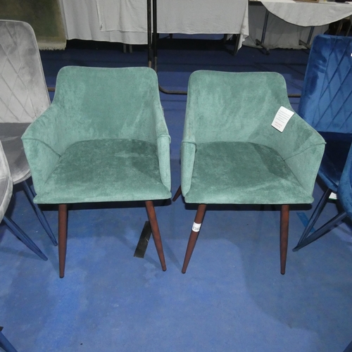 1382 - 2 green upholstered dining chairs