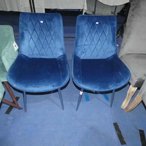 1383 - 2 blue upholstered dining chairs