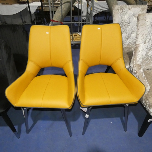 1389 - 2 mustard upholstered dining chairs