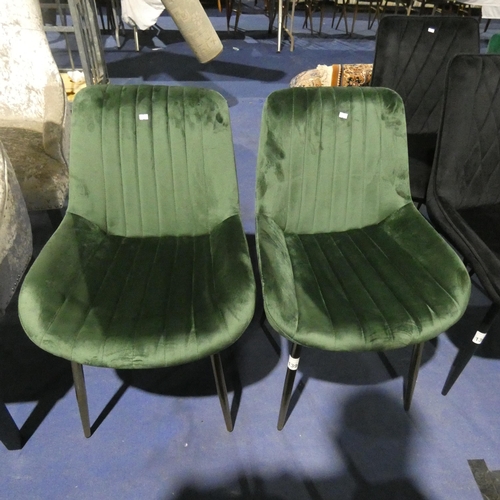 1391 - 2 green upholstered dining chairs