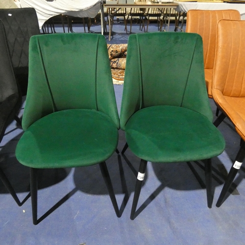 1393 - 2 green upholstered dining chairs