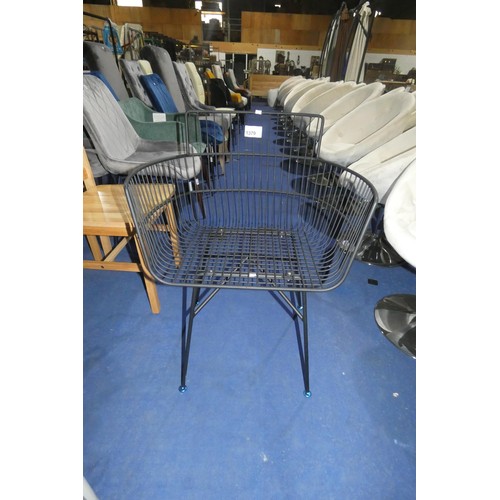 1379 - 2 black metal mesh dining chairs (no cushions are included)