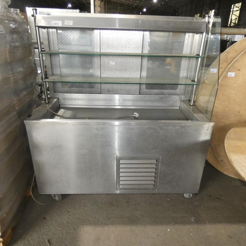 2014 - A commercial stainless steel open front chilled display unit, no make or model visible (side panel m... 