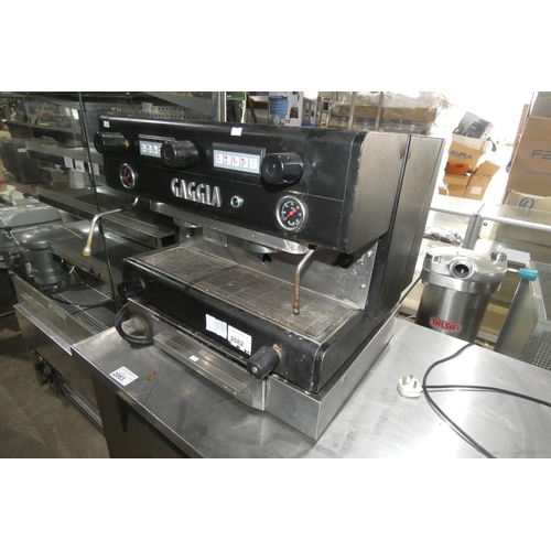 2082 - A commercial stainless steel 2 group coffee machine by Gaggia type D90, comes with stand with built ... 