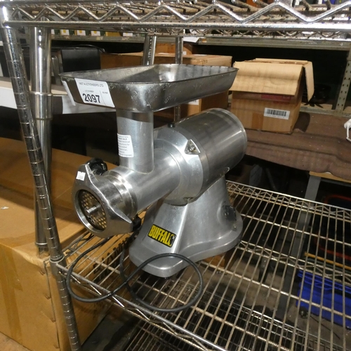 2097 - A commercial stainless steel mincer by Buffalo type Cd400 22 head - trade. TESTED WORKING