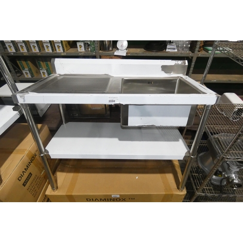 2098 - A stainless steel single bowl sink unit with draining board to the left by Diaminox type 11117 appro... 