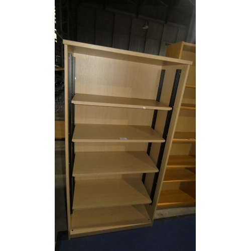 2227 - 1 wood effect open front shelf unit approx 95 x 50 x 184 cm high