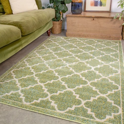 1251 - 1 Guillermo olive green rug approx 200 x 290cm RRP £117