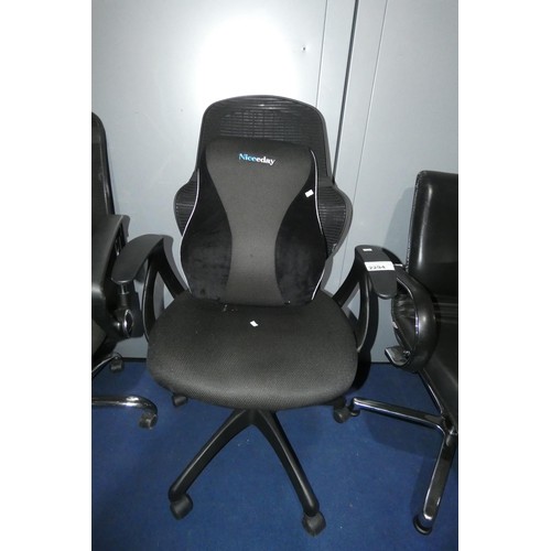 2294 - 1 black upholstered office swivel chair by Realspace