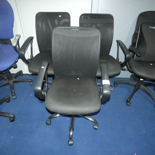 2295 - 3 black upholstered office swivel chairs