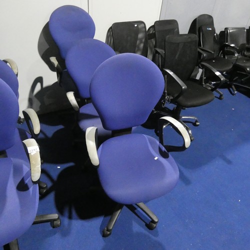 2296 - 3 light purple upholstered office swivel chairs by Verco