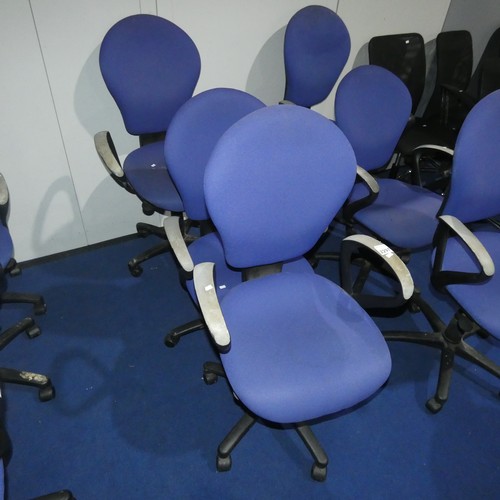 2297 - 3 light purple upholstered office swivel chairs by Verco