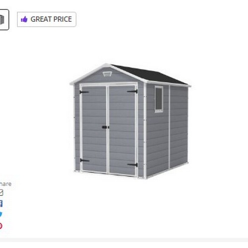 1319 - A Keter Manor 6ft x 8ft plastic apex garden shed RRP £661