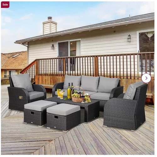 1323 - A Hulme 7 seater garden seating group with cushions RRP £1029 - Supplied in four boxes. Please note ... 