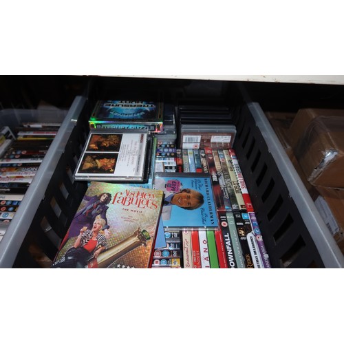 3414 - A quantity of various DVDs and CDs, contents of 2 boxes