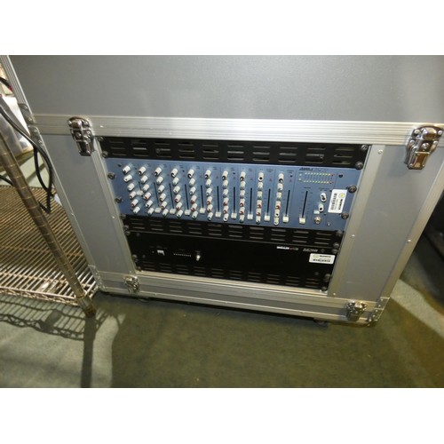 3432 - A flight case containing a conferencing push to talk microphone system, 9 x Beyer dynamic rechargabl... 