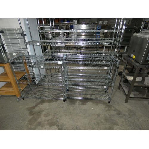 2184 - 2 x catering type racks with 3 shelves approx 92x36x92cm