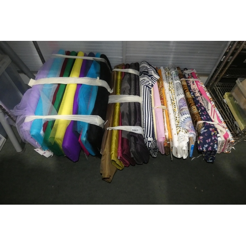 3261 - A large quantity of various bolts of fabric, not practical to list, viewing is recommended or please... 