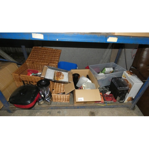 3019 - A quantity of various household items including CDs, baskets, a Delonghi Nespresso machine 240v, kit... 