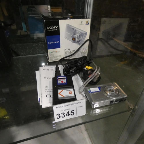 3345 - A Sony Cybershot digital camera type DSC-W310 with battery, charger, 4gb SD card, box etc - trade