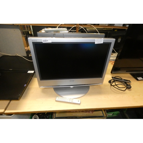 3401 - 2 x Sony flat screen TVs with stands and remotes - trade