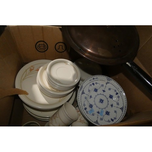 3102 - A quantity of various household items including crockery, CDs ornaments, a bed warming pan etc. Cont... 