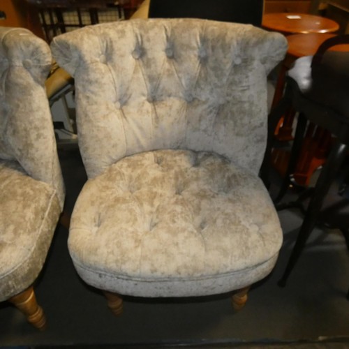 3109 - 2 upholstered button back bedroom chairs